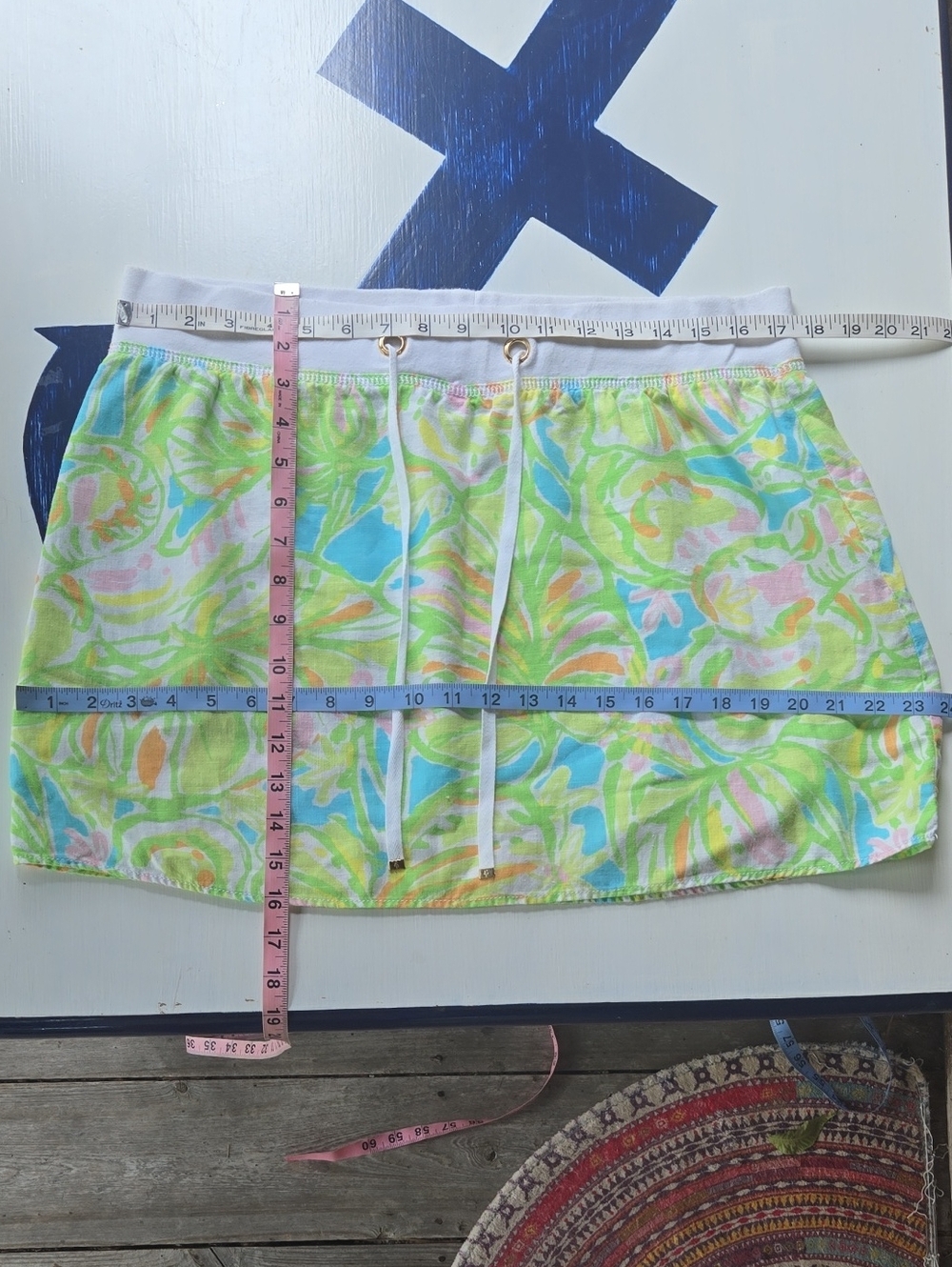 Lilly Pulitzer Hayden Elephant Ear Print Linen Mini Skirt Size Large - Picture 6 of 9